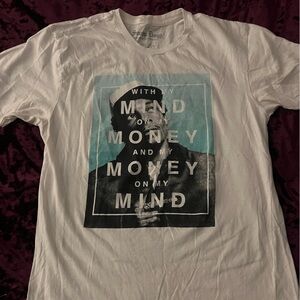 White Short-Sleeve “Snoop Dog” Graphic Tee with Blue & Black Print